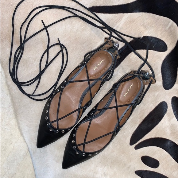 Lace-up Leather Flats - Picture 6 of 6